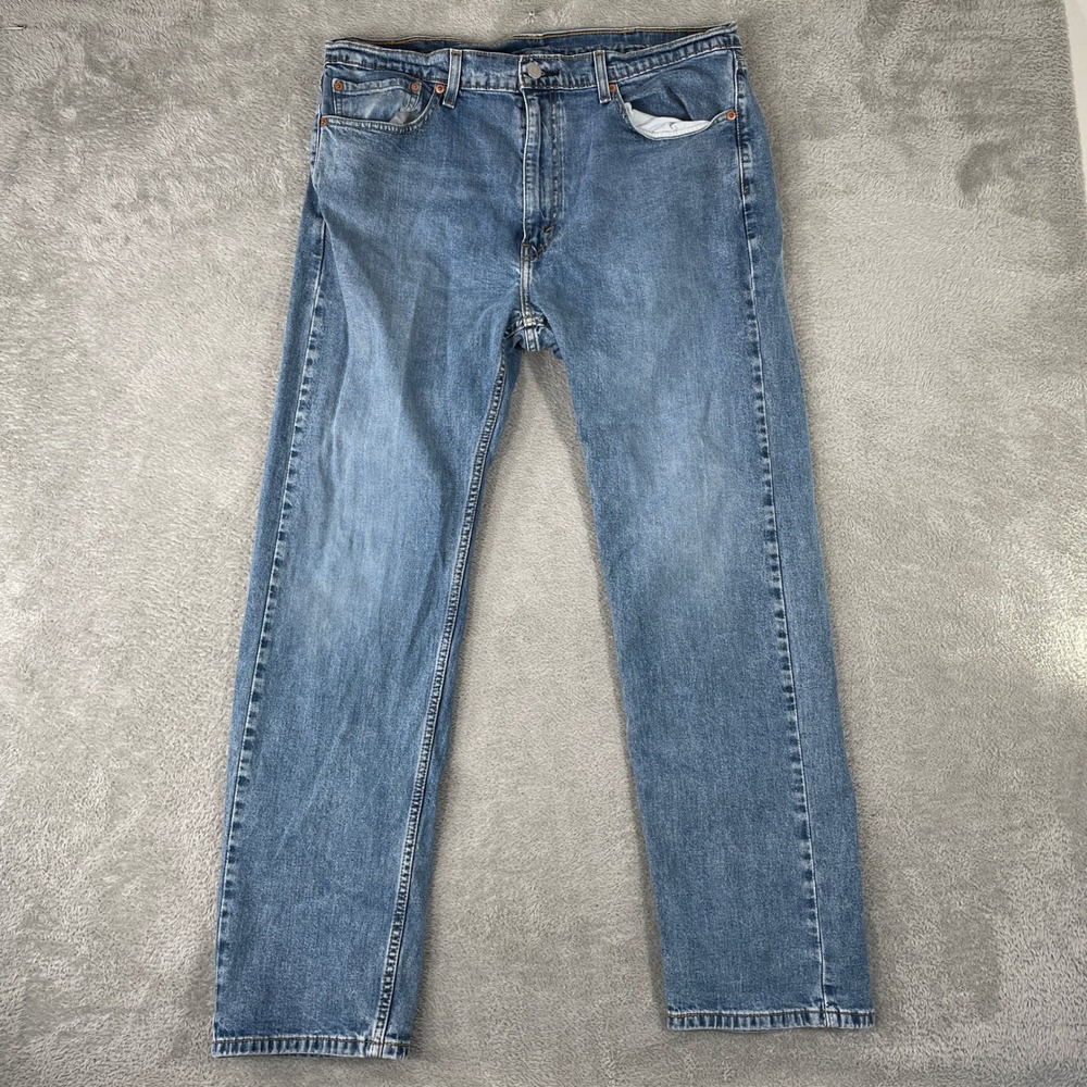 Levis 505 Regular Fit Jeans Mens 38x32‎ Blue Straight Leg Denim Stretch Workwear